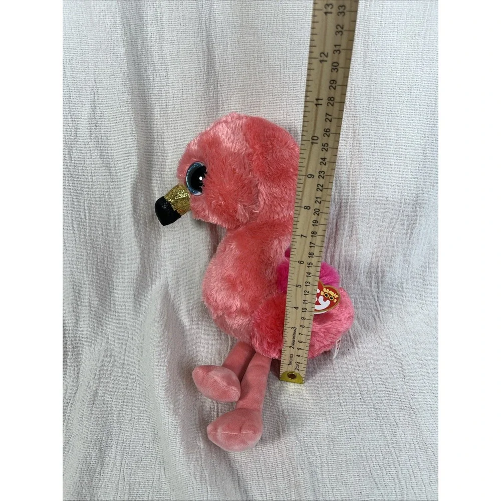 Ty Beanie Boos Flamingo Plush Bird Stuffed Animal Gilda‎ Gold Black Pink 10